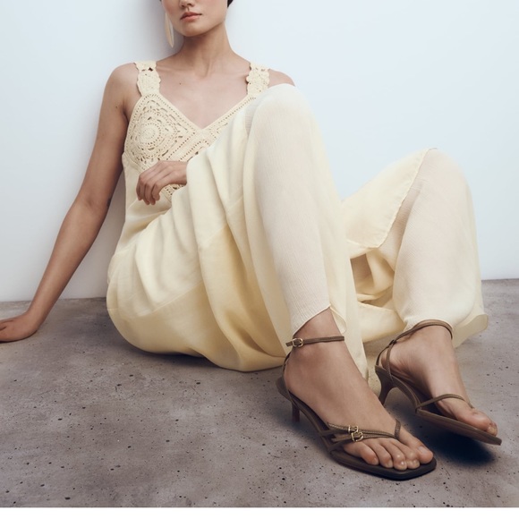 Khaki Leather Sandals - Picture 1 of 3